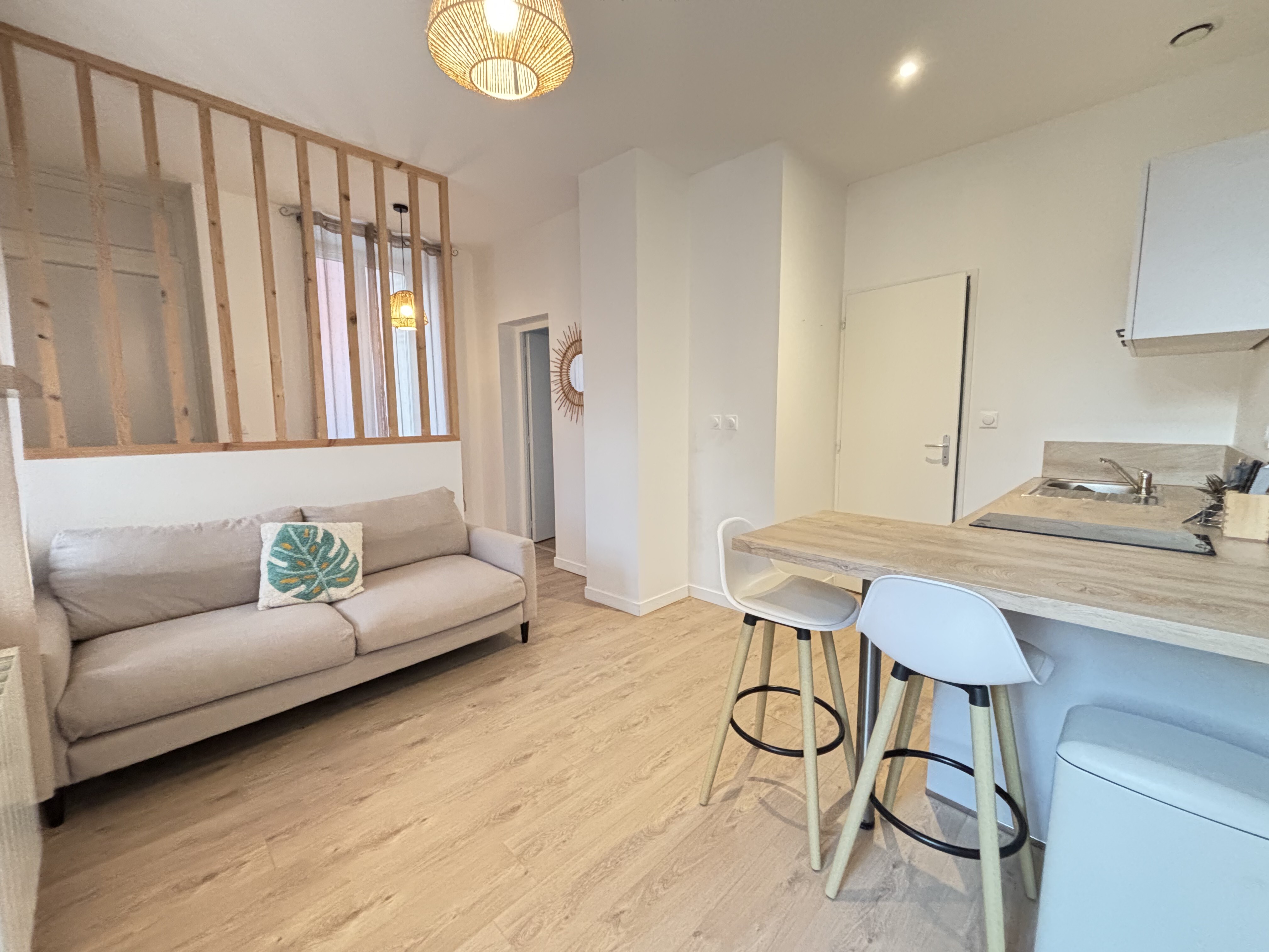 Appartement T2 rénové et meublé de 31m2 en centre de ROMANS, avec jardin.